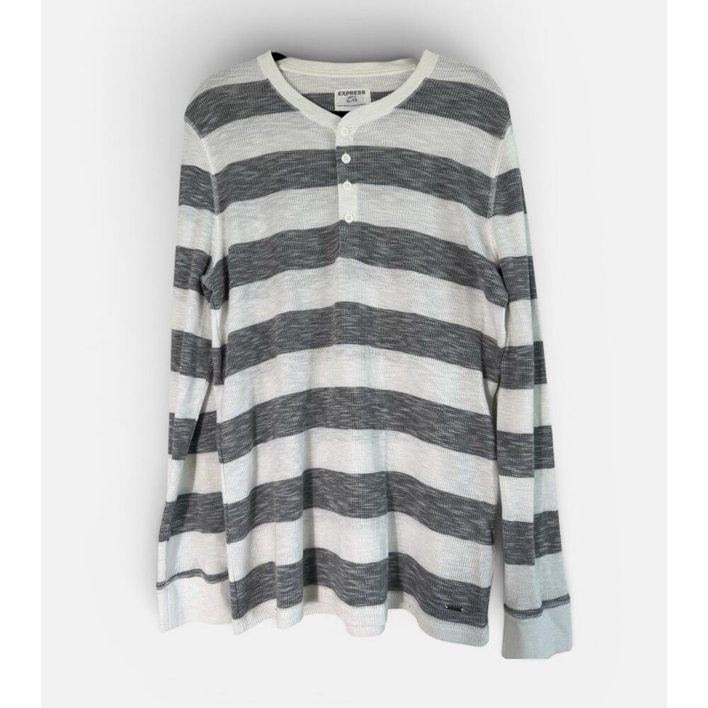 Express Men Size XL Waffle-Knit Striped Long Sleeve Mid-Season